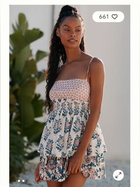 Celandine Straight Neck Tiered Floral Smocked Mini Dress Anthropologie